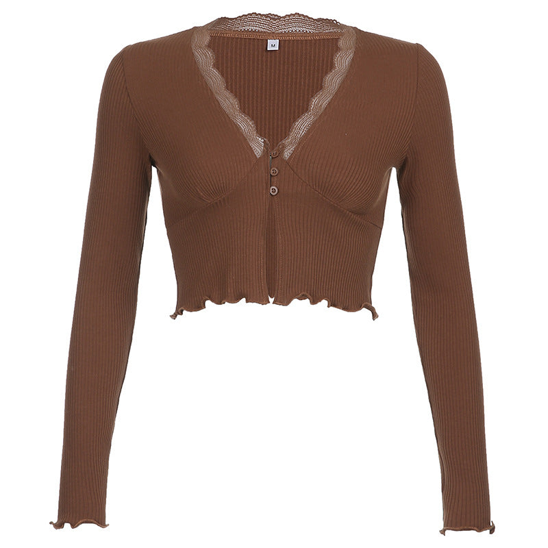Veste Femme en Dentelle Marron