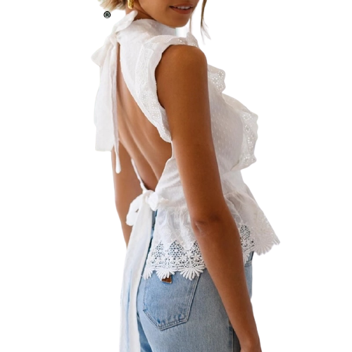 Blouse Blanche Dentelle Femme Dos