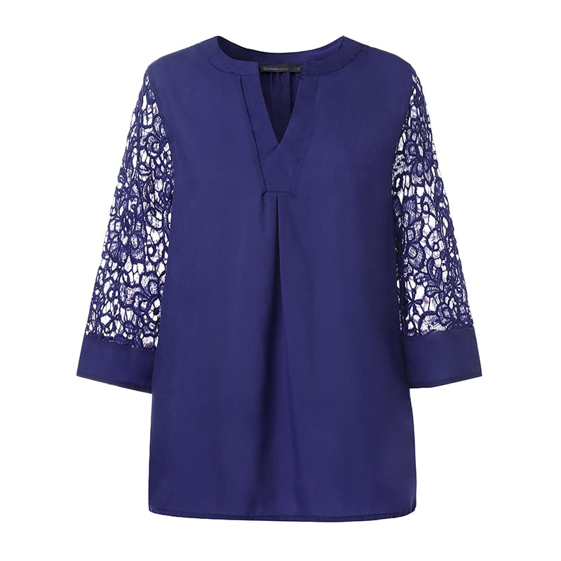 Blouse Dentelle Bleu Marine