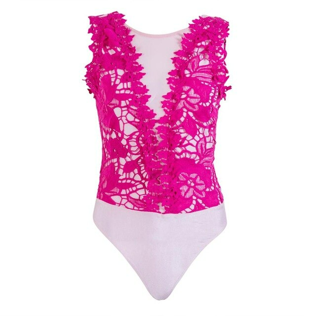 Body Dentelle Fleur Rose