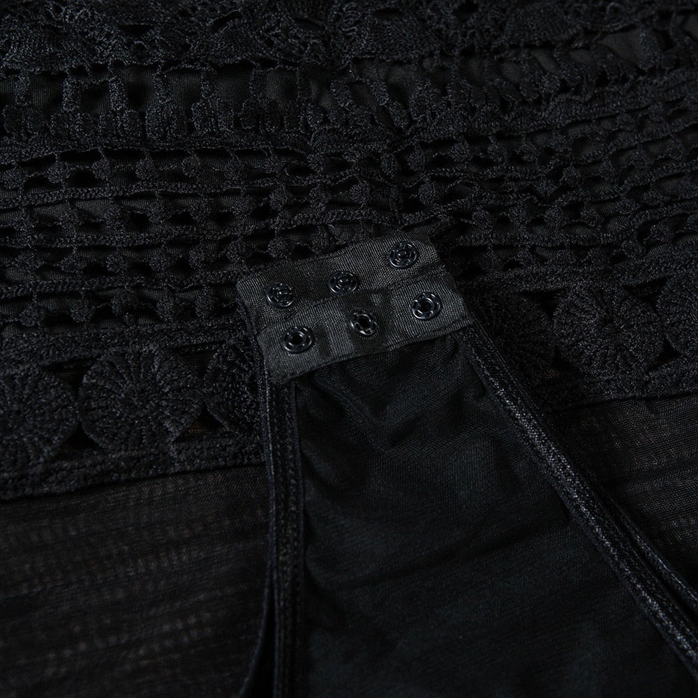 Body Dentelle Manche Longue Noir