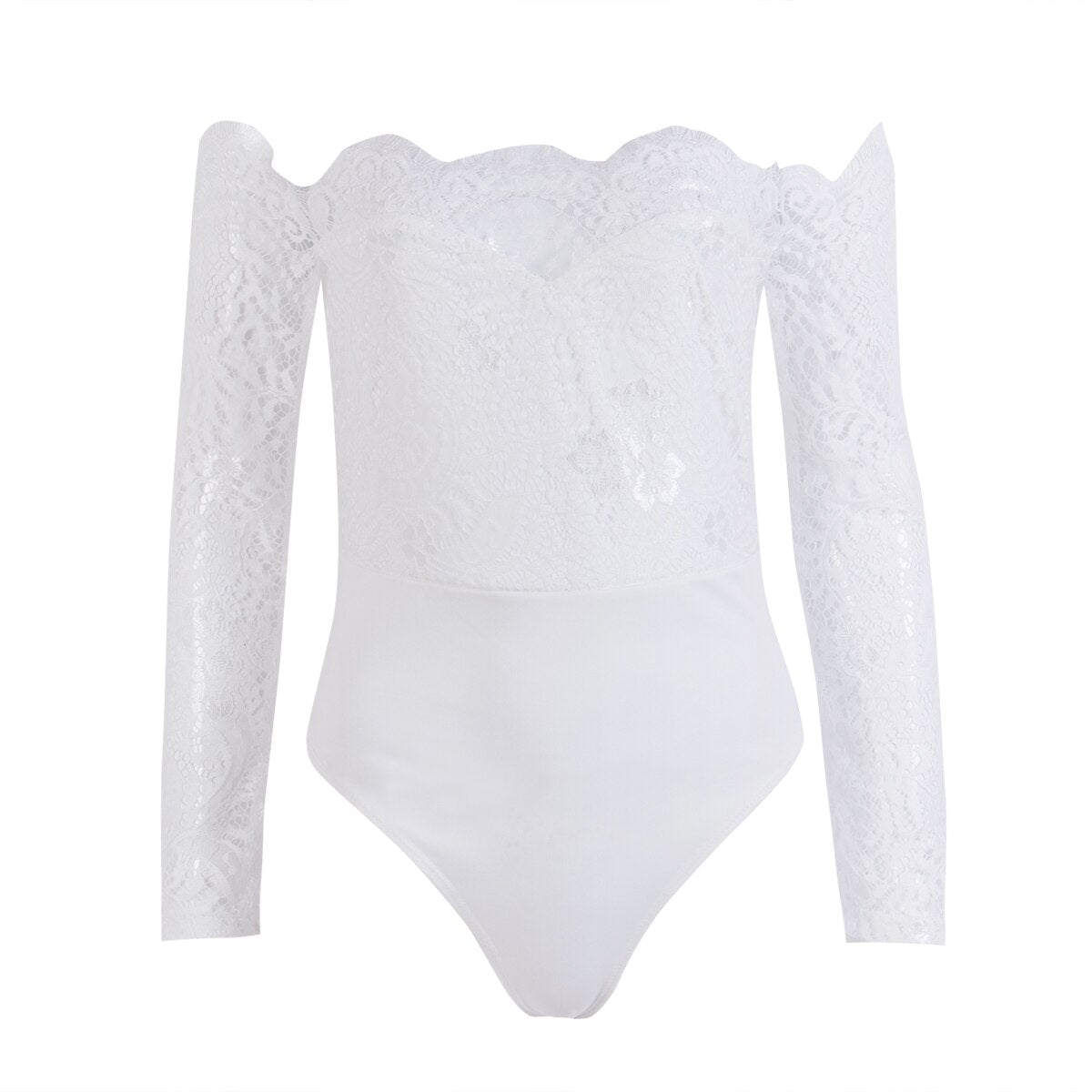 Body Dentelle Manche Longue Blanc