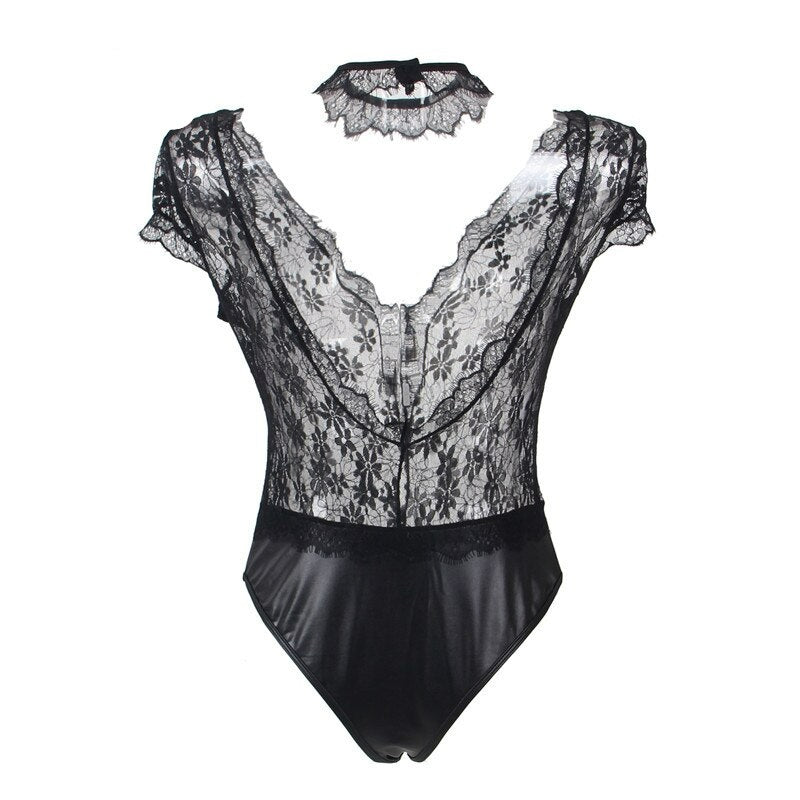 Body Dentelle Noir Grande Taille Cuir
