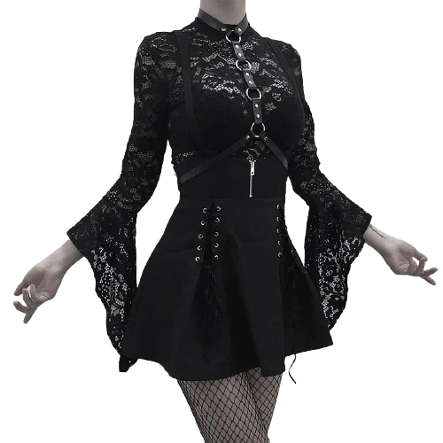 Body Dentelle Noir Manche Longue Femme