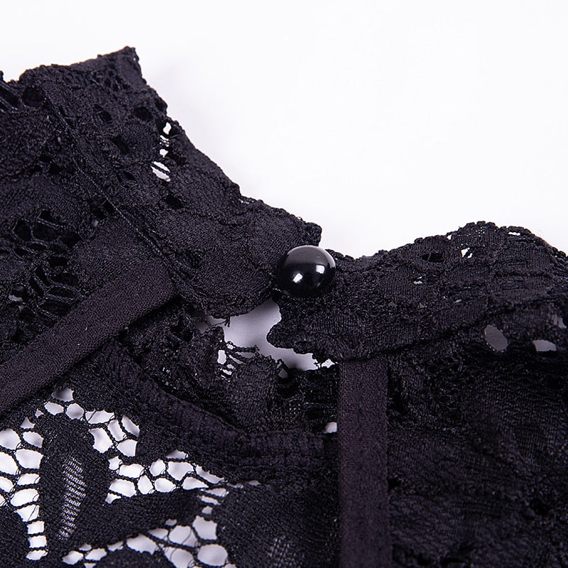 Body Dentelle Noir Manche Longue