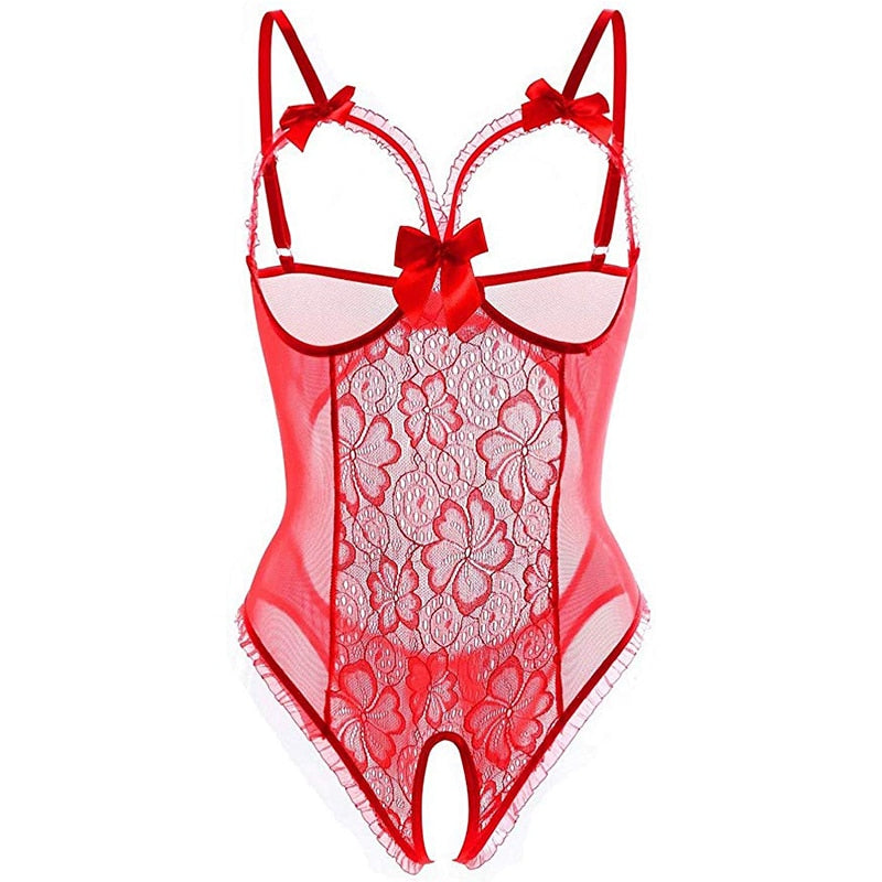 Body Dentelle Ouvert Rouge