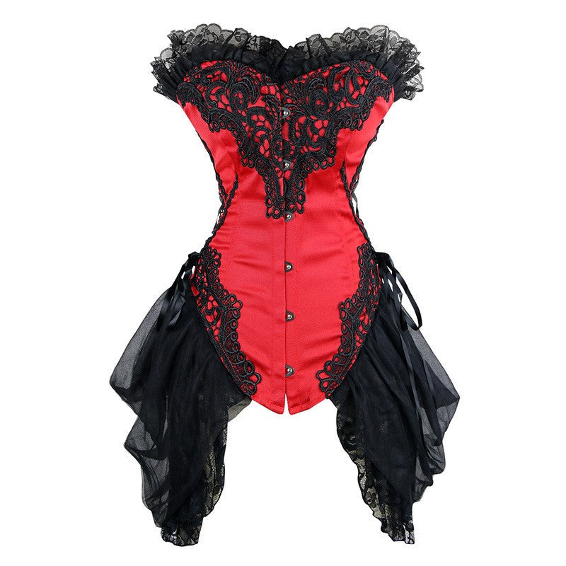 Bustier Soirée Dentelle Rouge Noir