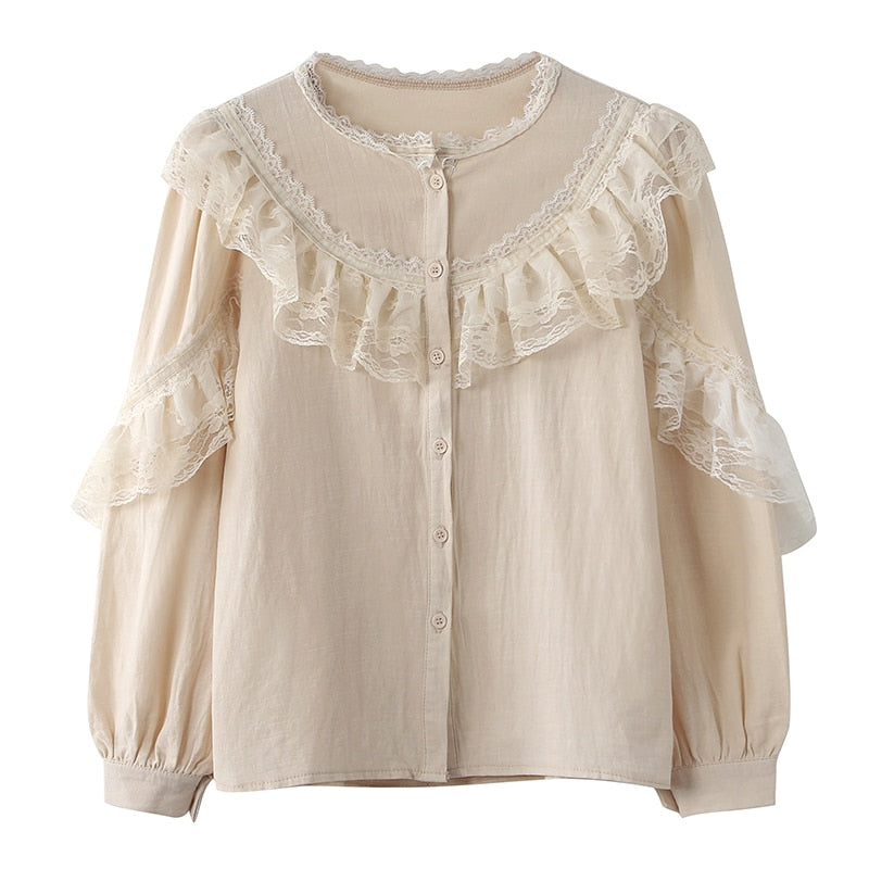 Chemisier Dentelle Beige