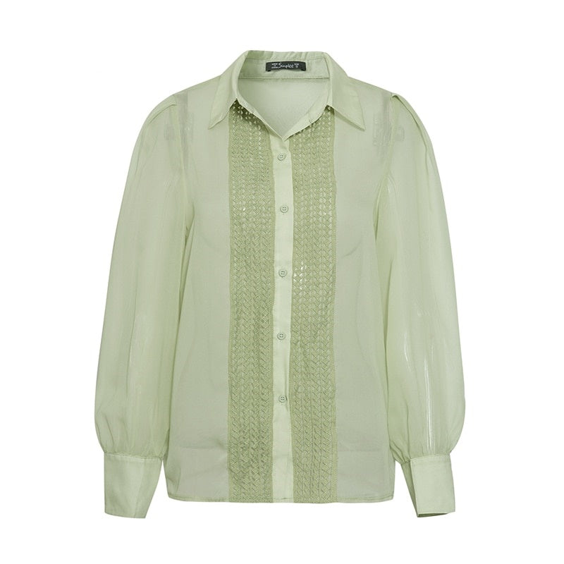 Chemisier Dentelle Vert