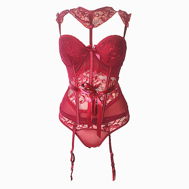 Corset Dentelle Collier Rouge