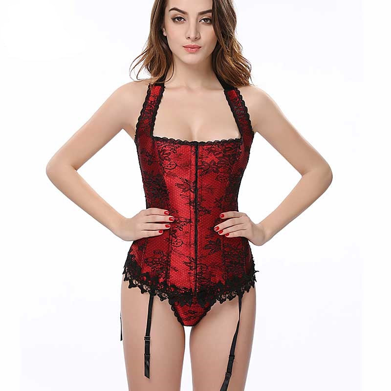 Corset Dentelle Rouge Femme