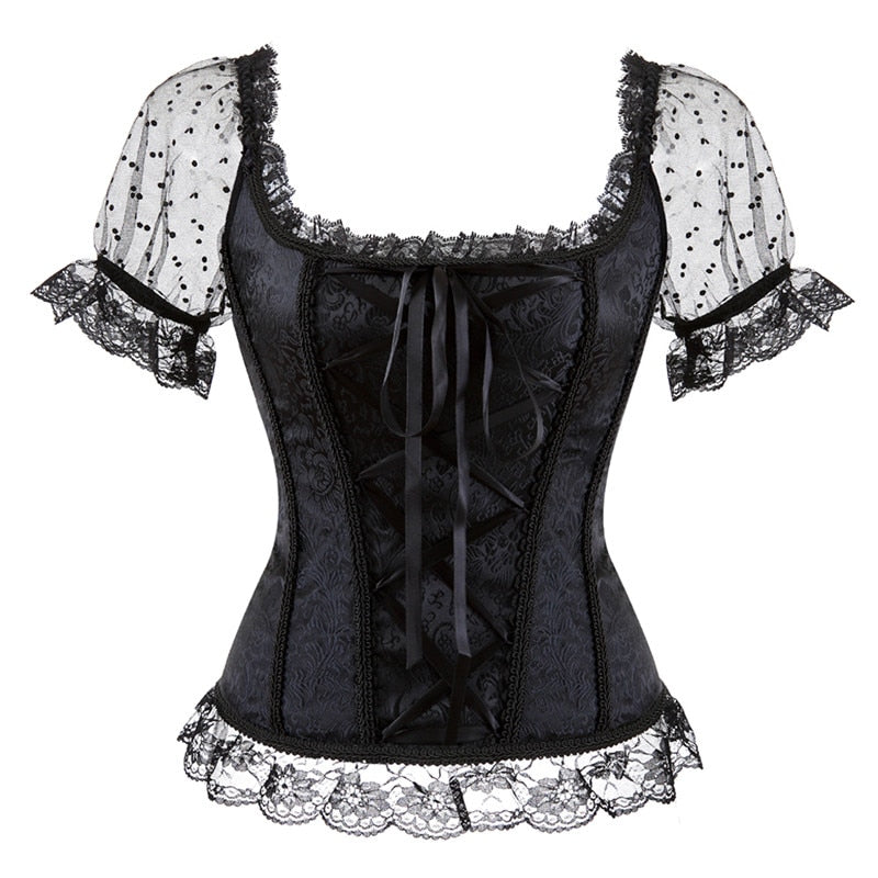 Corset Manche Dentelle Noir