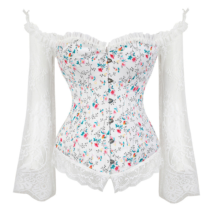 Corset Manche Longue Dentelle Fleuri
