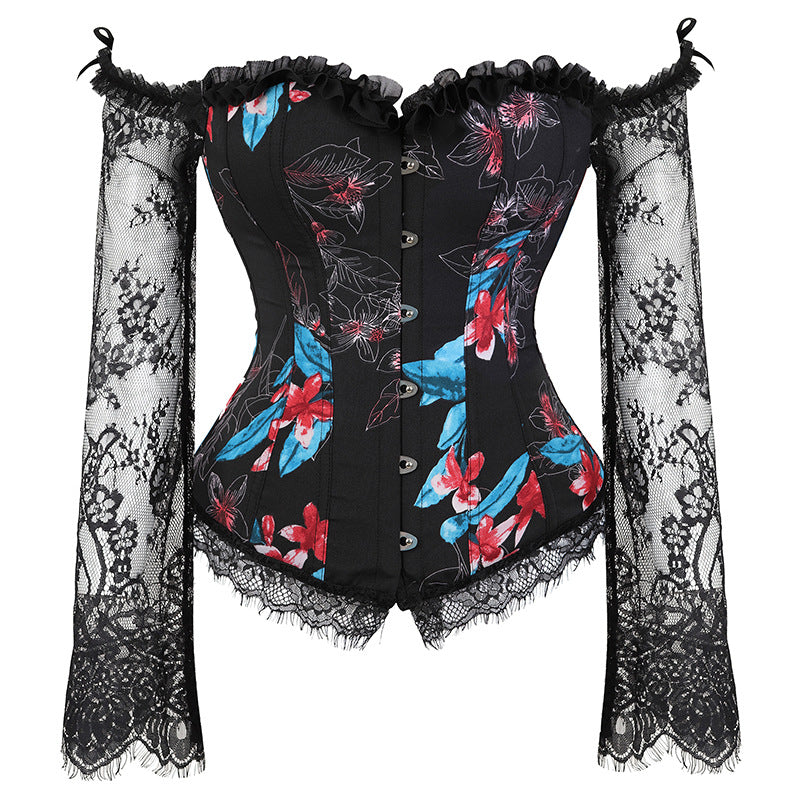 Corset Manches Longues Dentelle Fleurs
