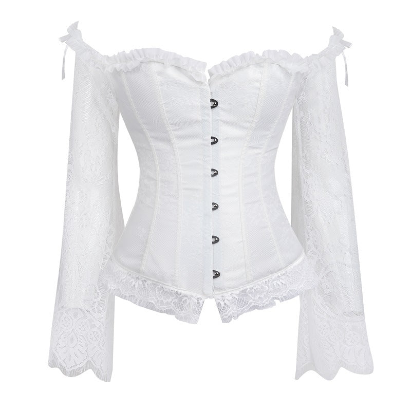 Corset Manche Longue Dentelle Blanc