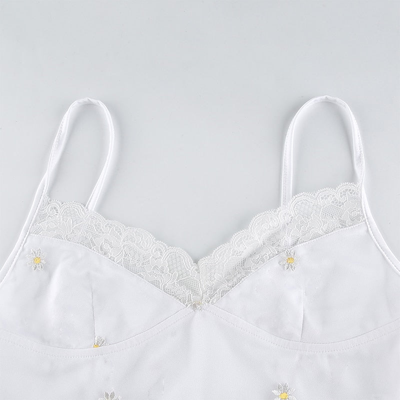 Crop Top Blanc Dentelle