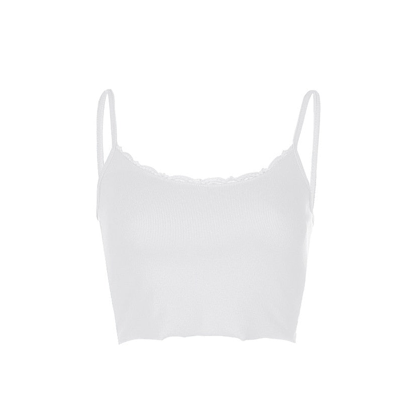 Crop Top Brassière Dentelle Blanc
