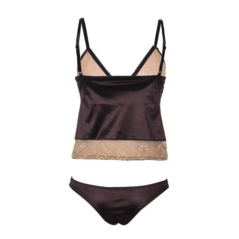 Crop Top Dentelle Beige Marron