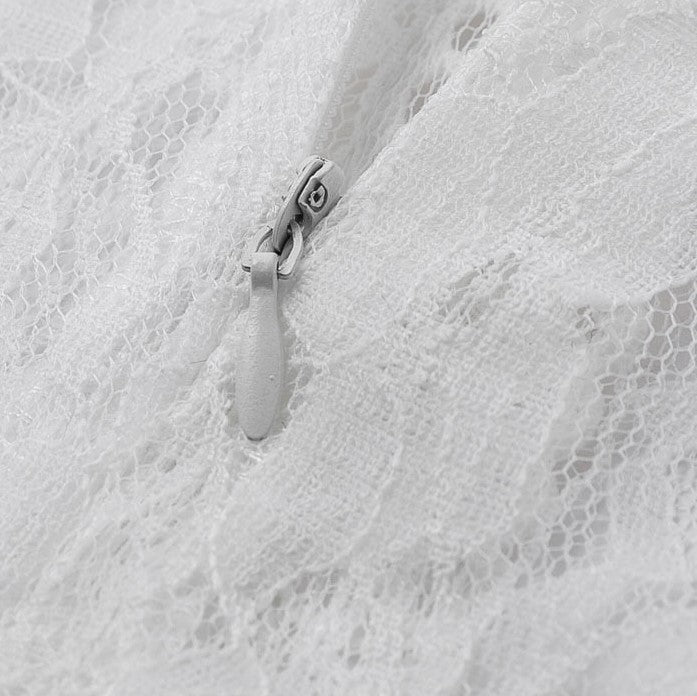 Crop Top Dentelle Blanc Manche Longue