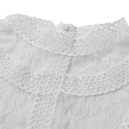 Crop Top Dentelle Blanc Manche Longue