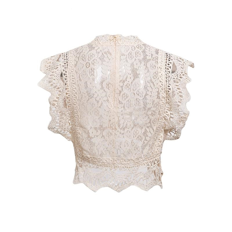 Crop Top Dentelle Blanc Dos