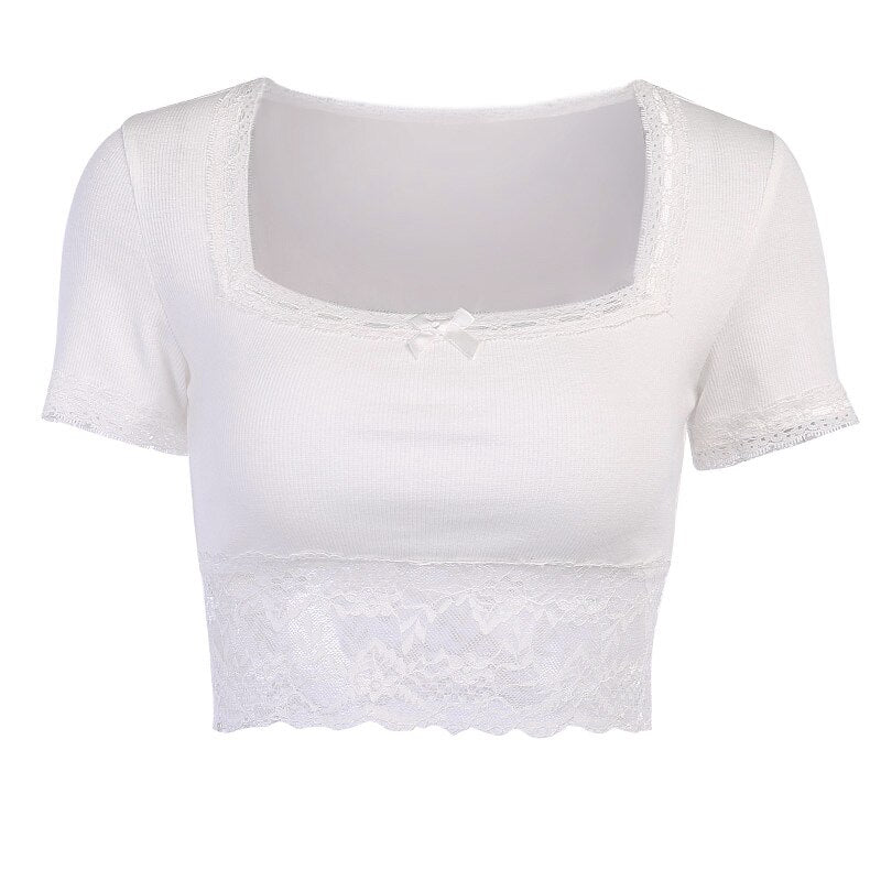 Crop Top Dentelle Blanche