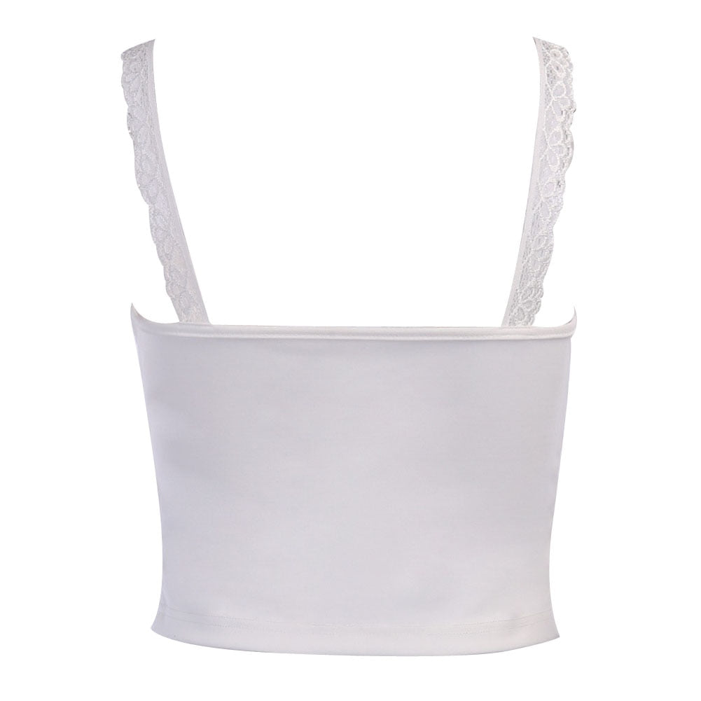 Crop Top Dentelle Femme Blanche