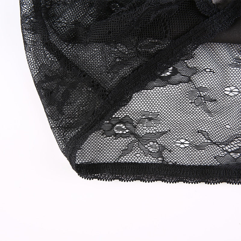 Crop Top Dentelle Noir