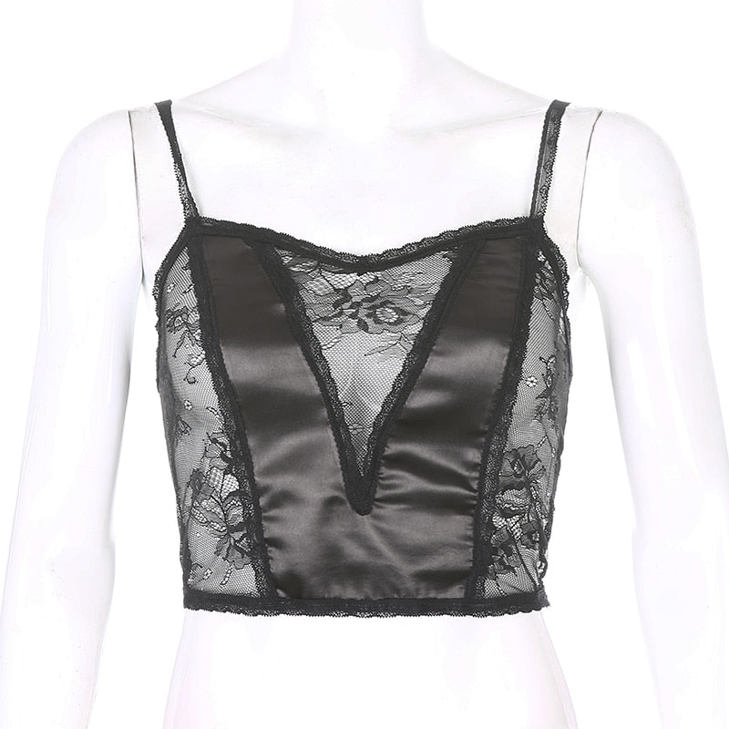 Crop Top Dentelle Noir Buste