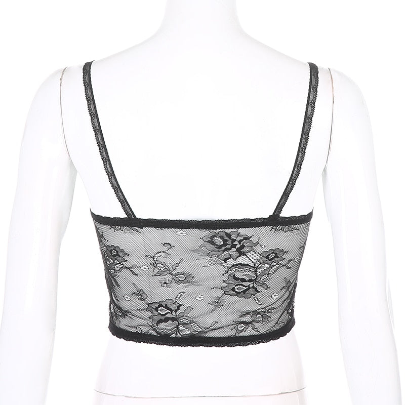 Crop Top Dentelle Noir Dos