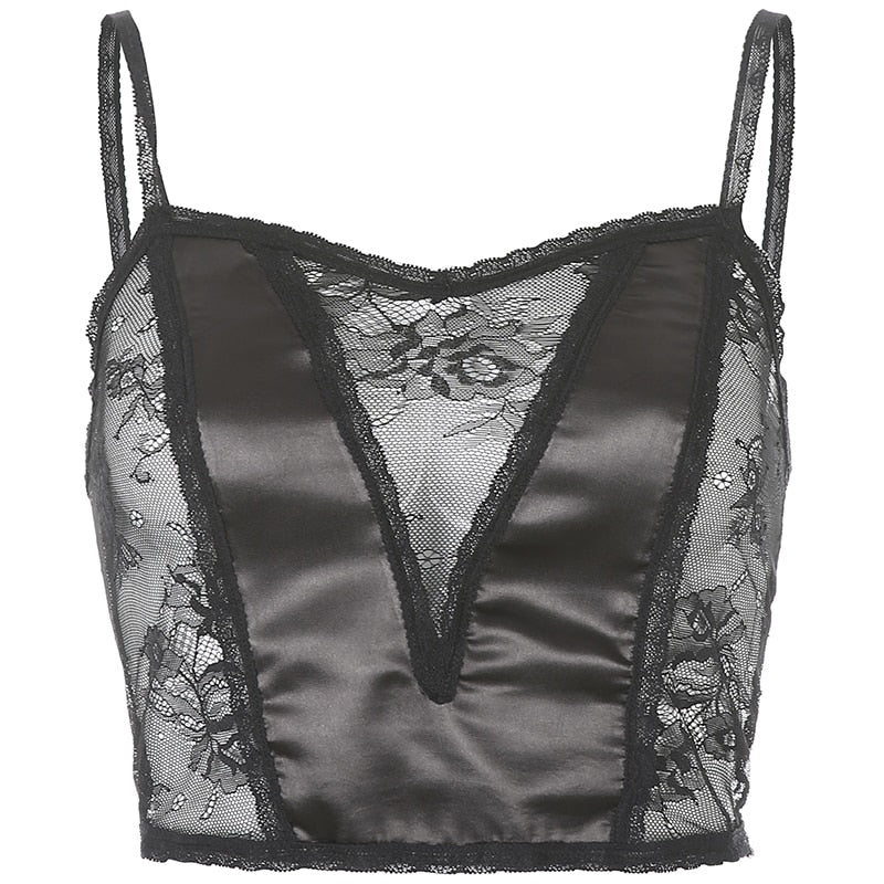 Crop Top Dentelle Noir