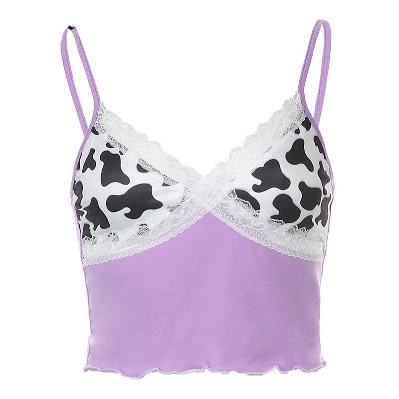 Crop Top Dentelle Violet