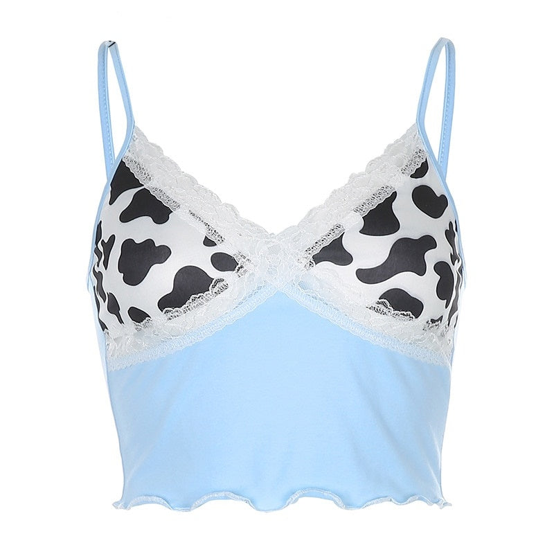 Crop Top Dentelle Bleu