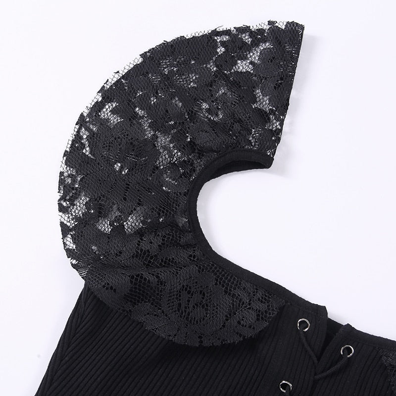 Crop Top Noir Dentelle