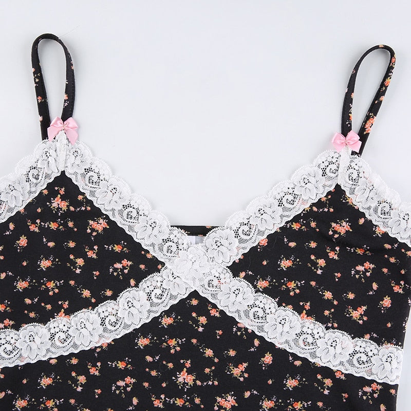 Crop Top en Dentelle Noir