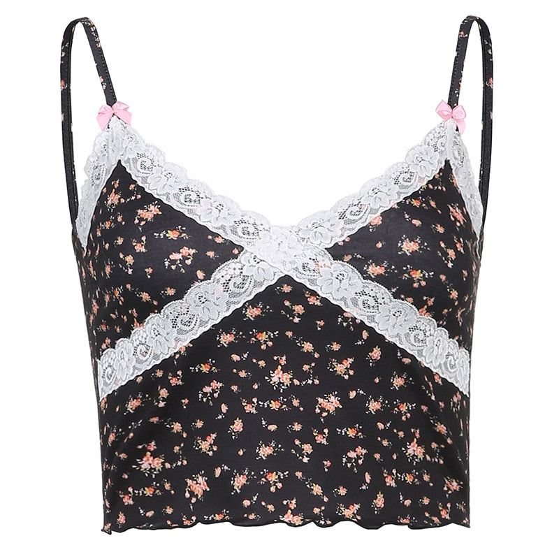 Crop Top en Dentelle Noir
