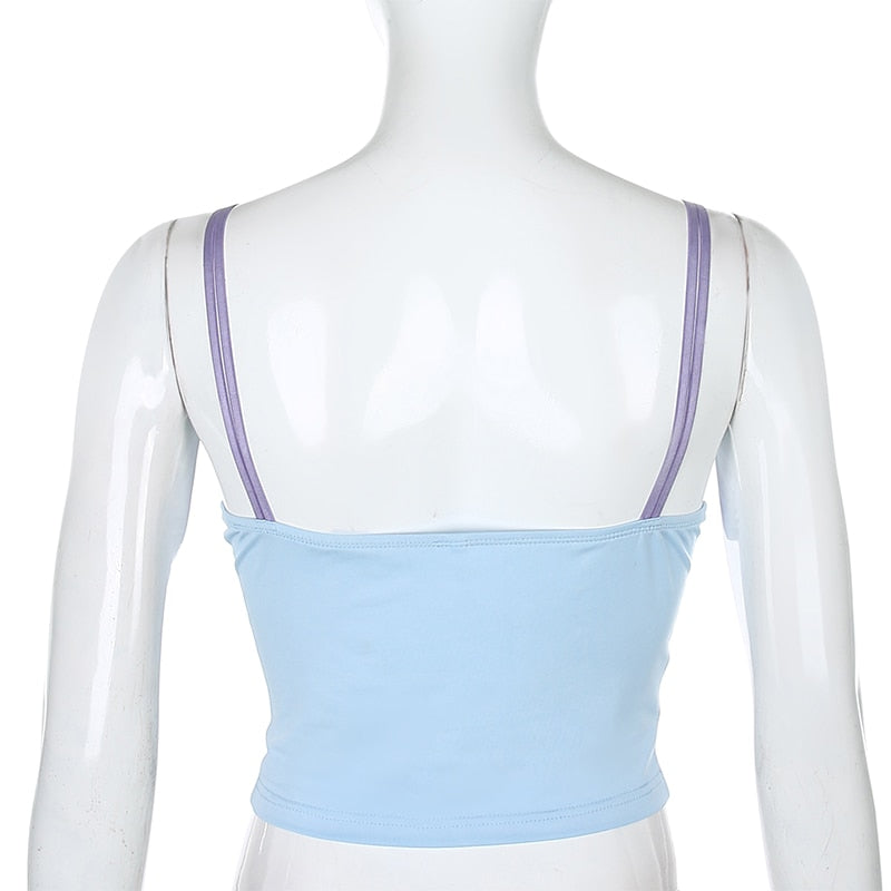 Cropped Top Dentelle Bleu