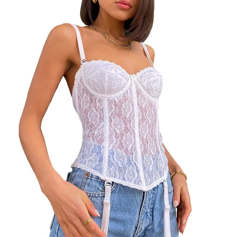 Guêpière Porte Jarretelle Blanc Femme
