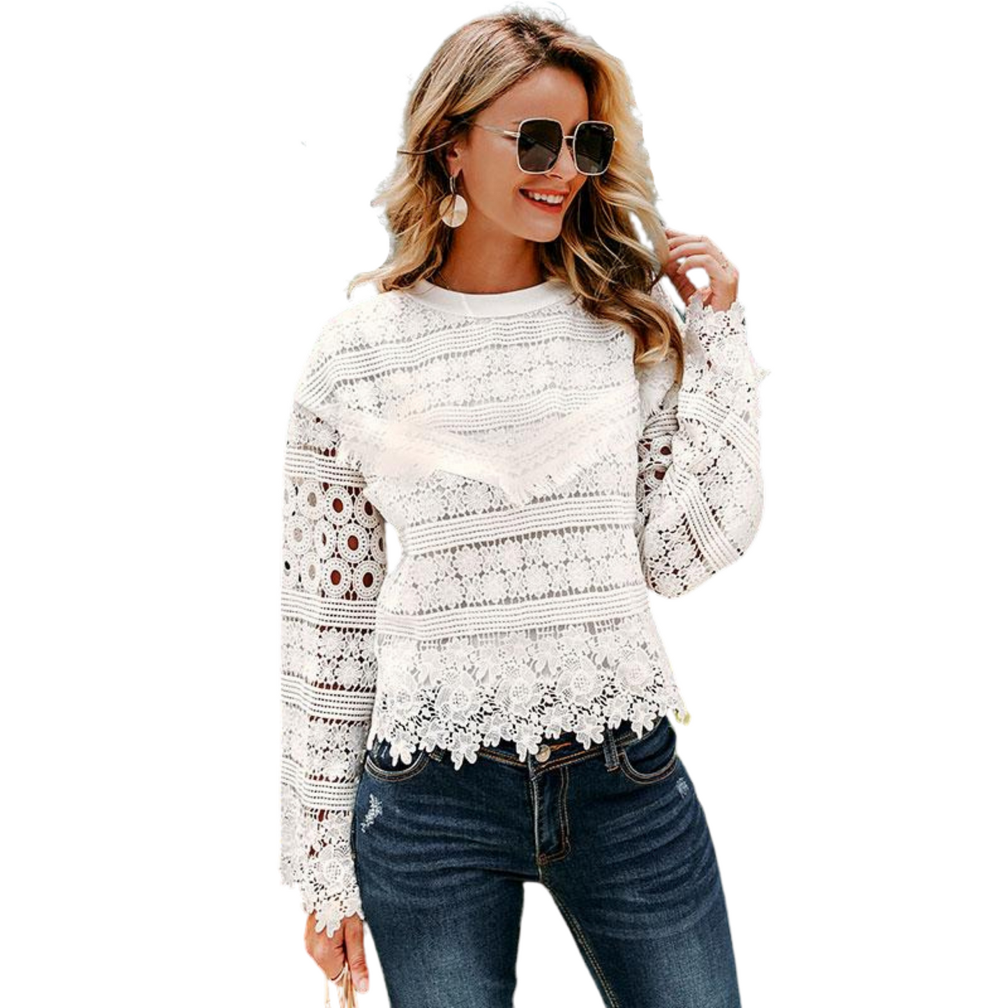 Haut Dentelle Blanche Femme