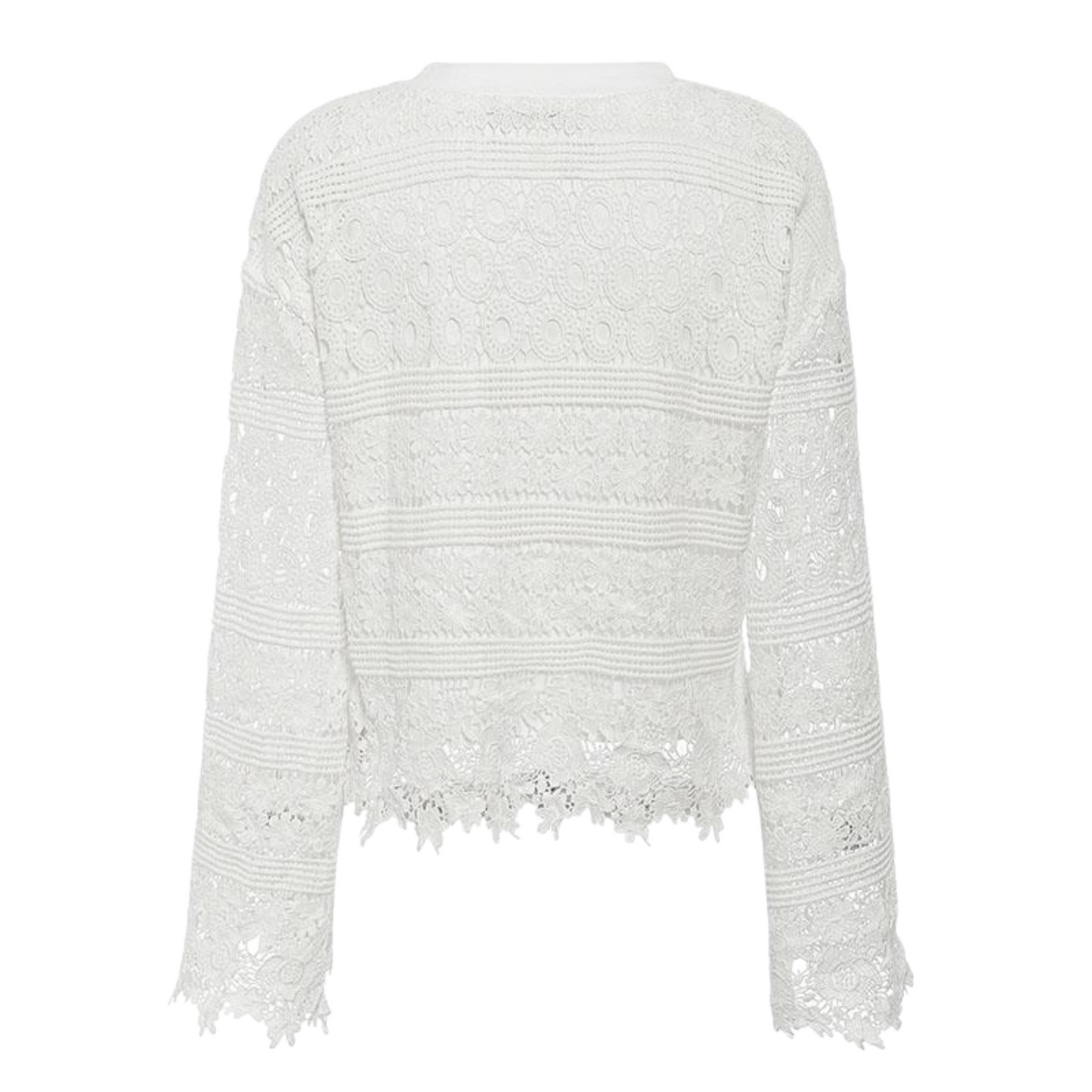 Haut Dentelle Blanc Femme Manches Longues