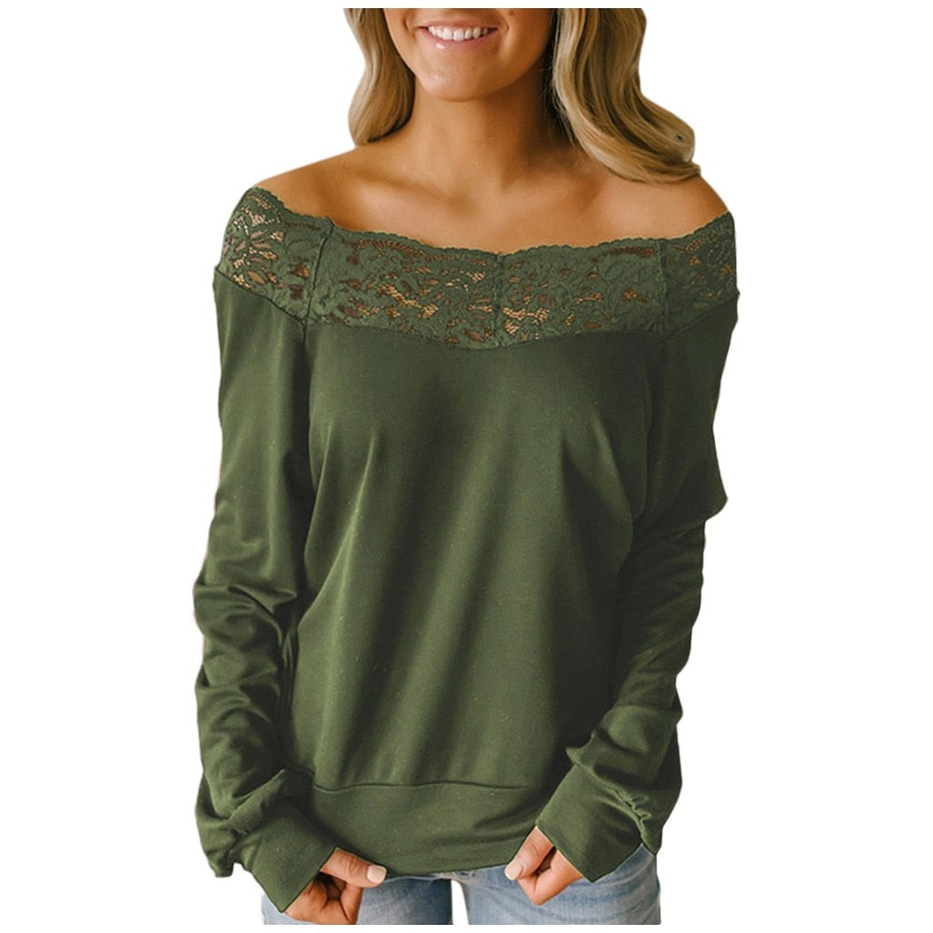 Haut Dentelle Épaule Dénudée Femme