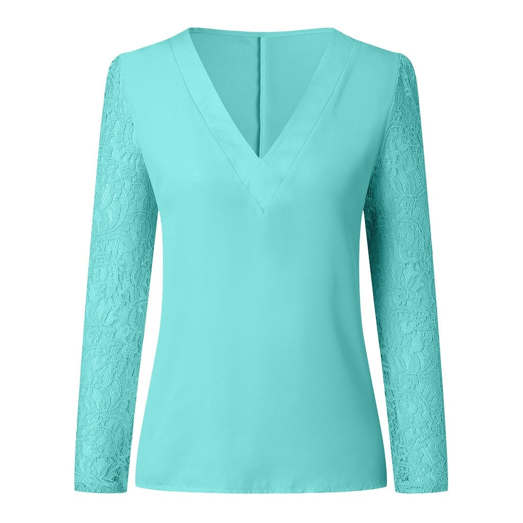 Haut Dentelle Femme Chic Bleu