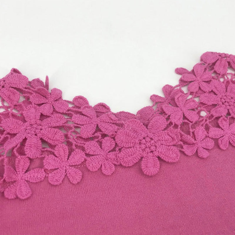 Haut Dentelle Manche Longue
