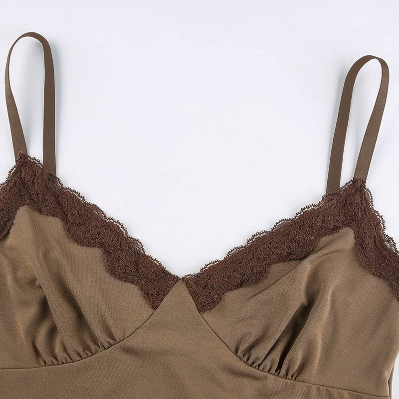 Haut Dentelle Marron