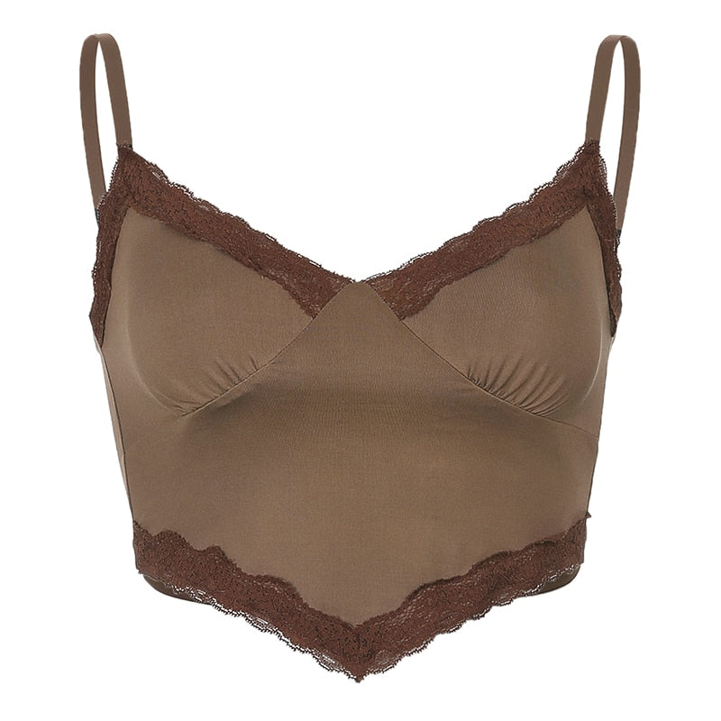 Haut Dentelle Marron