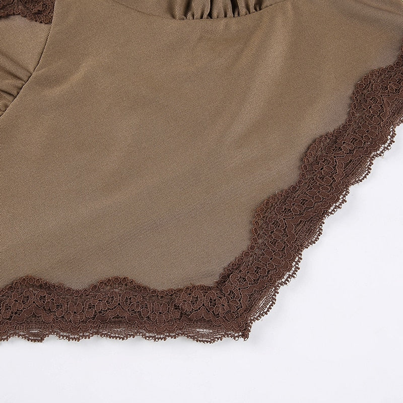Haut Dentelle Marron