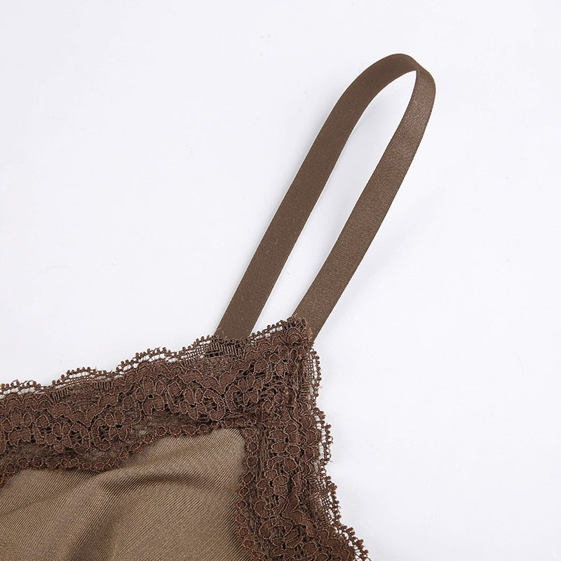 Haut Dentelle Marron