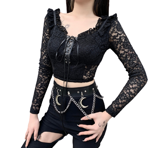 Haut Dentelle Noir Femme