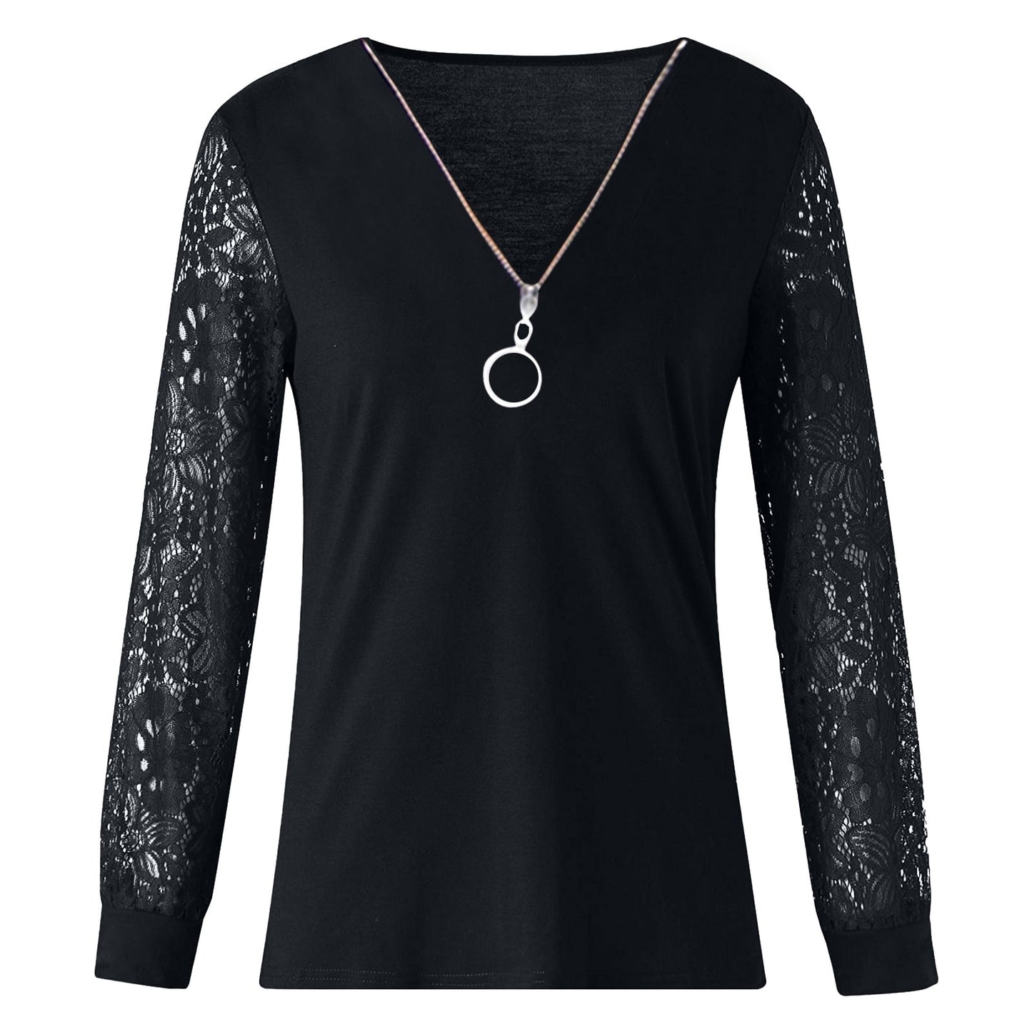 Haut Dentelle Zip Noir