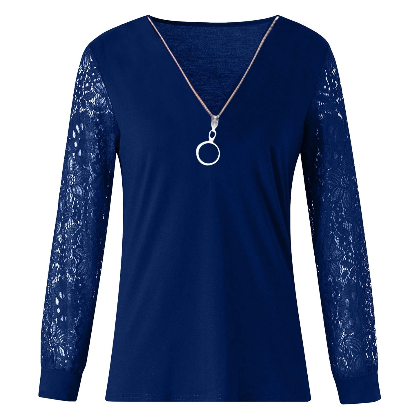 Haut Dentelle Zip Bleu